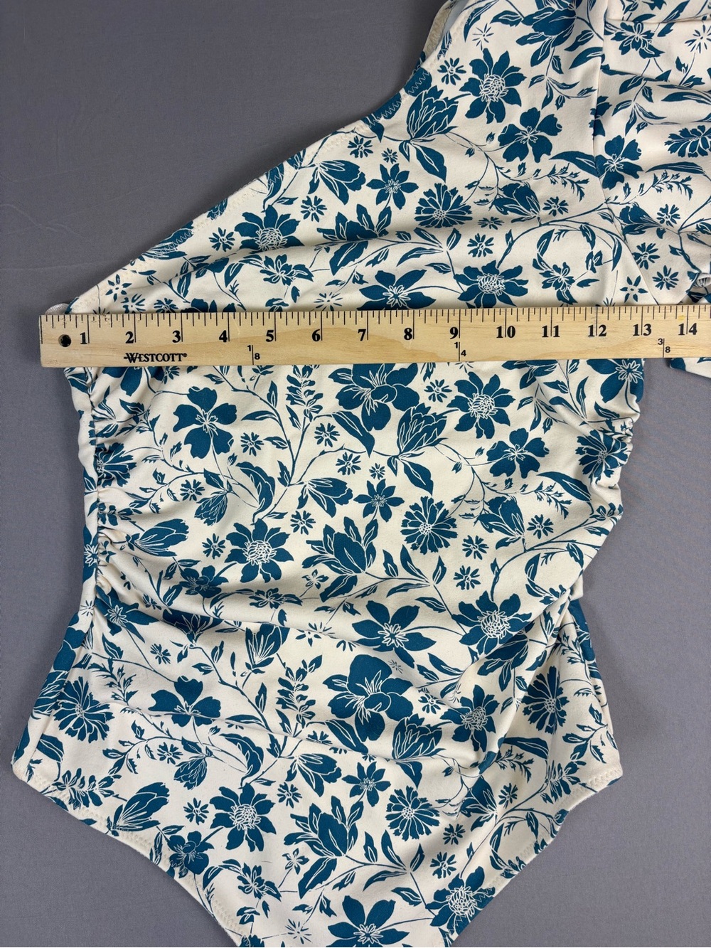 Free People Intimately Puff Sleeve One Sleeve Blue and White Floral Bodysuit XS - Picture 3 of 12